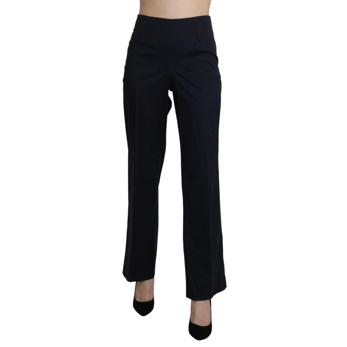 Navy Blue High Waist Straight Dress Trouser Pants