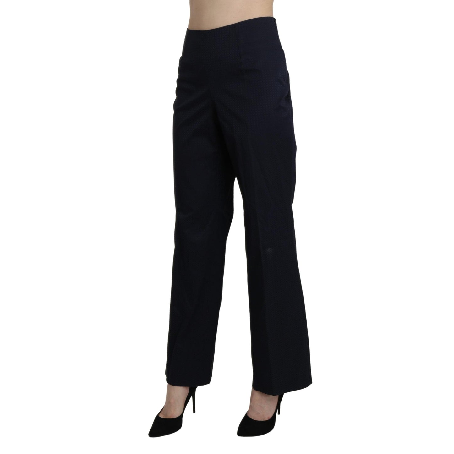 Navy Blue High Waist Straight Dress Trouser Pants