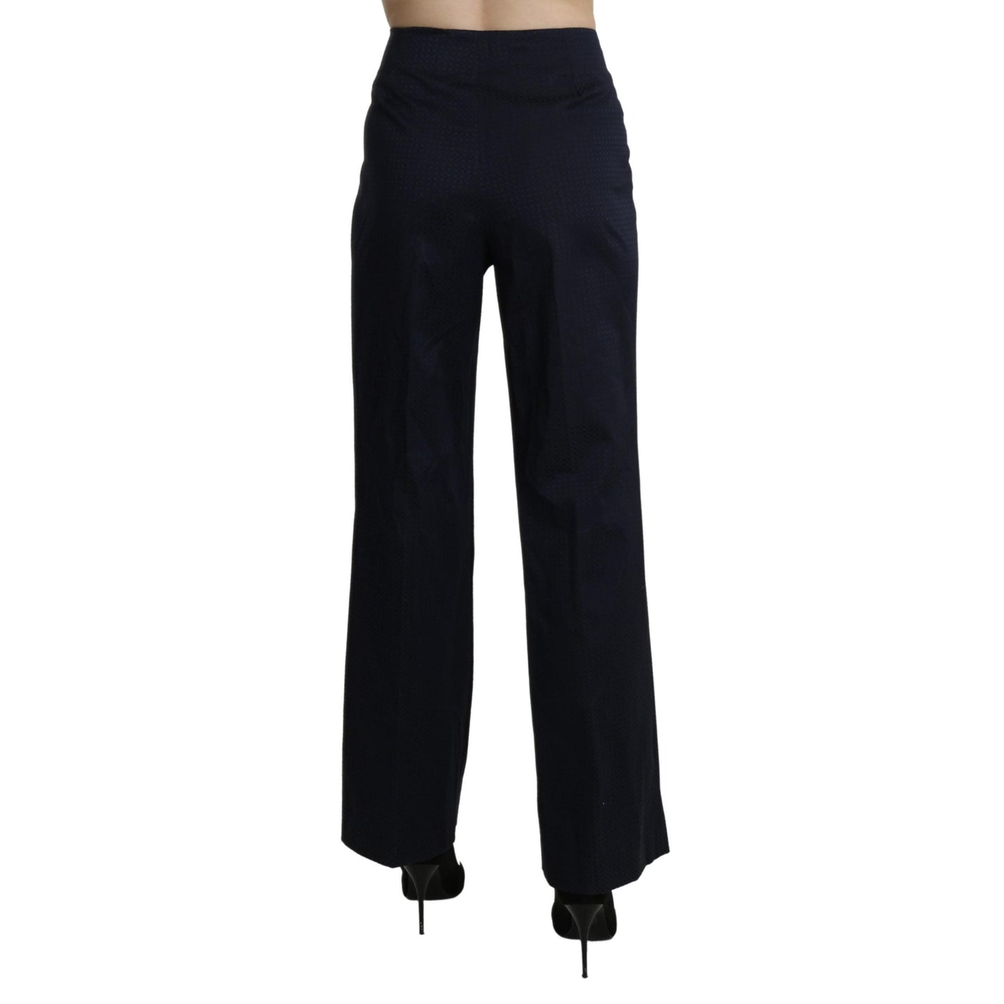 Navy Blue High Waist Straight Dress Trouser Pants