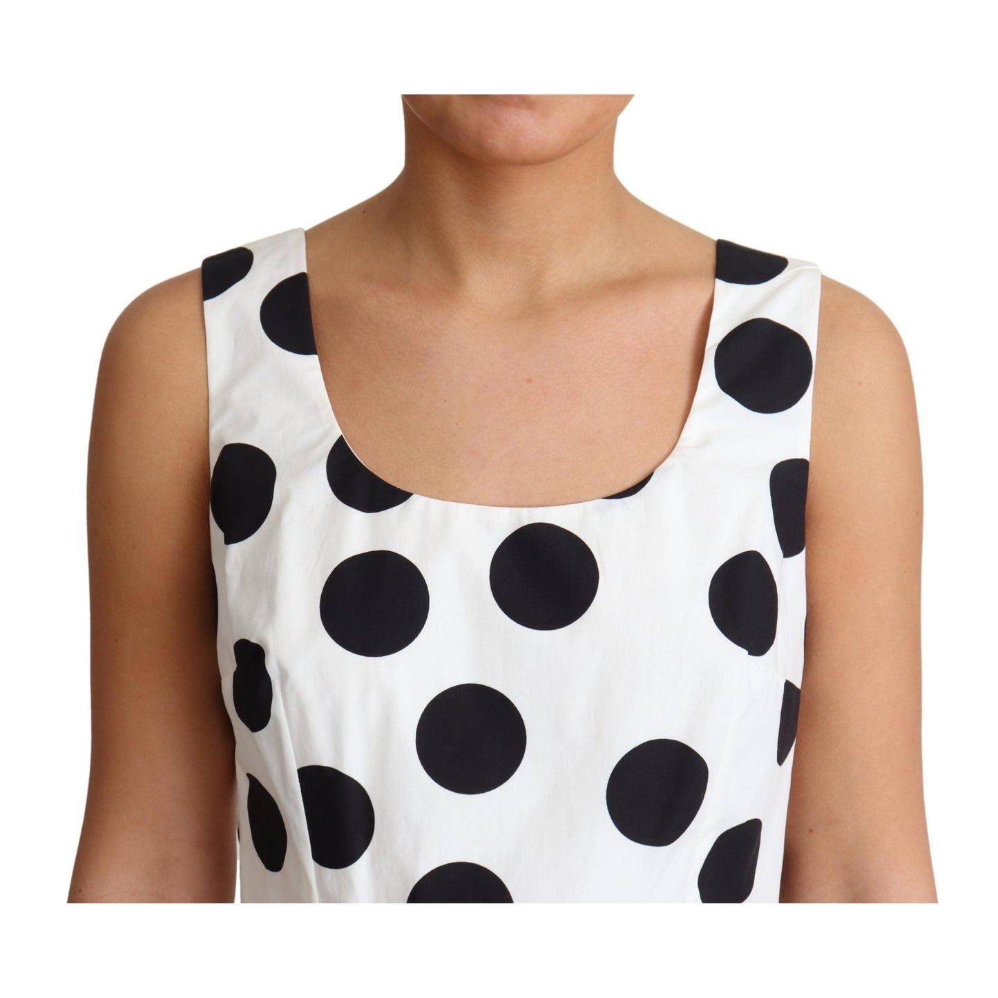 White Polka Dotted Cotton A-Line Dress