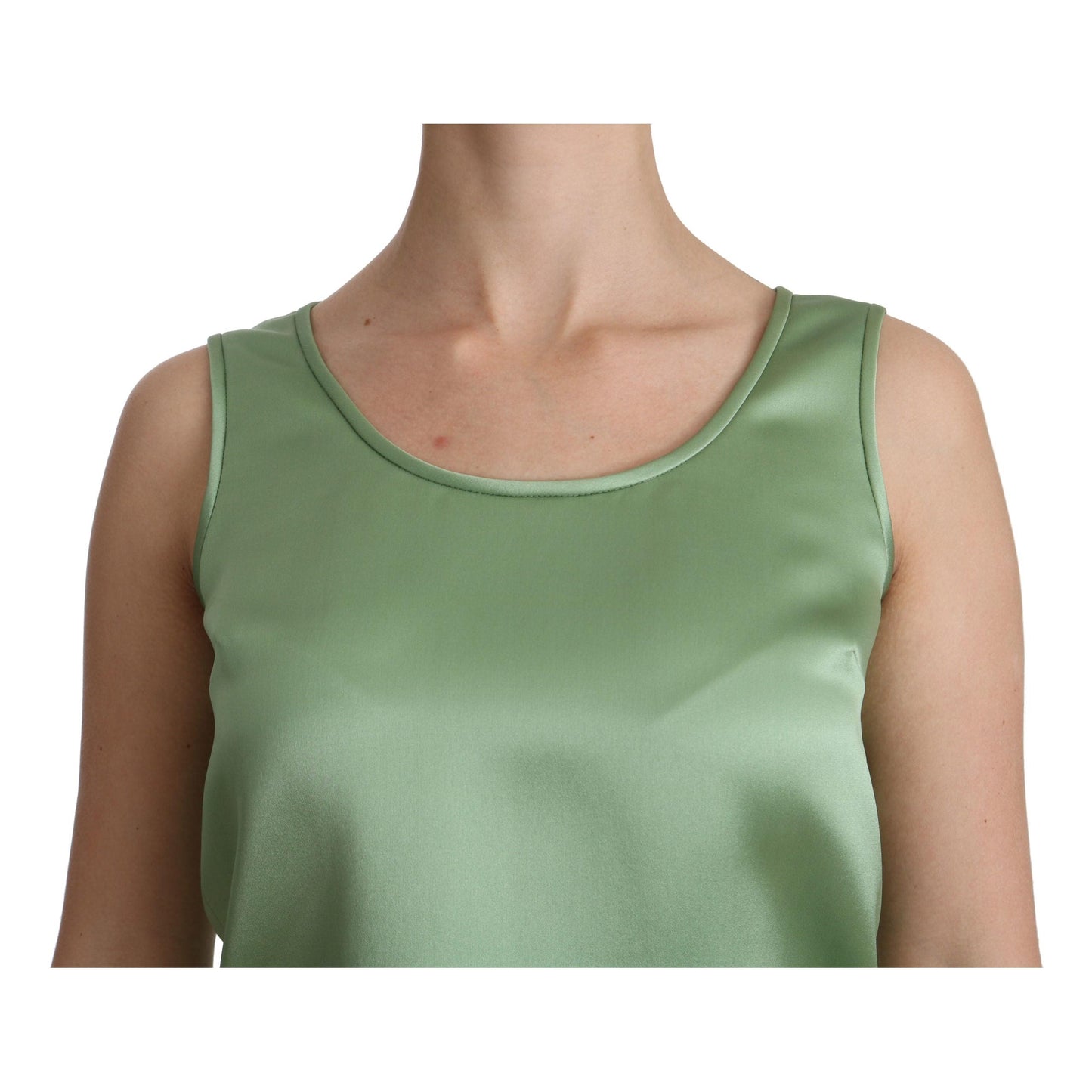 Green Sleeveless 100% Silk Top Tank Blouse