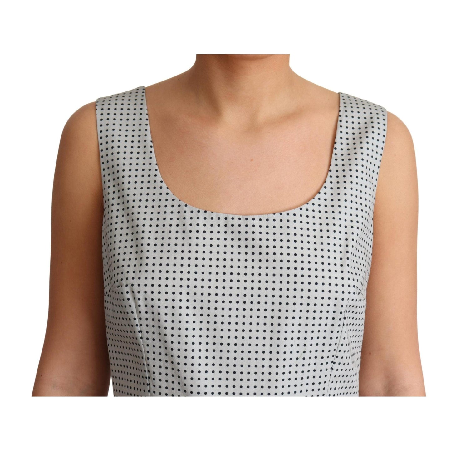 Gray Polka Dotted Cotton A-Line Dress