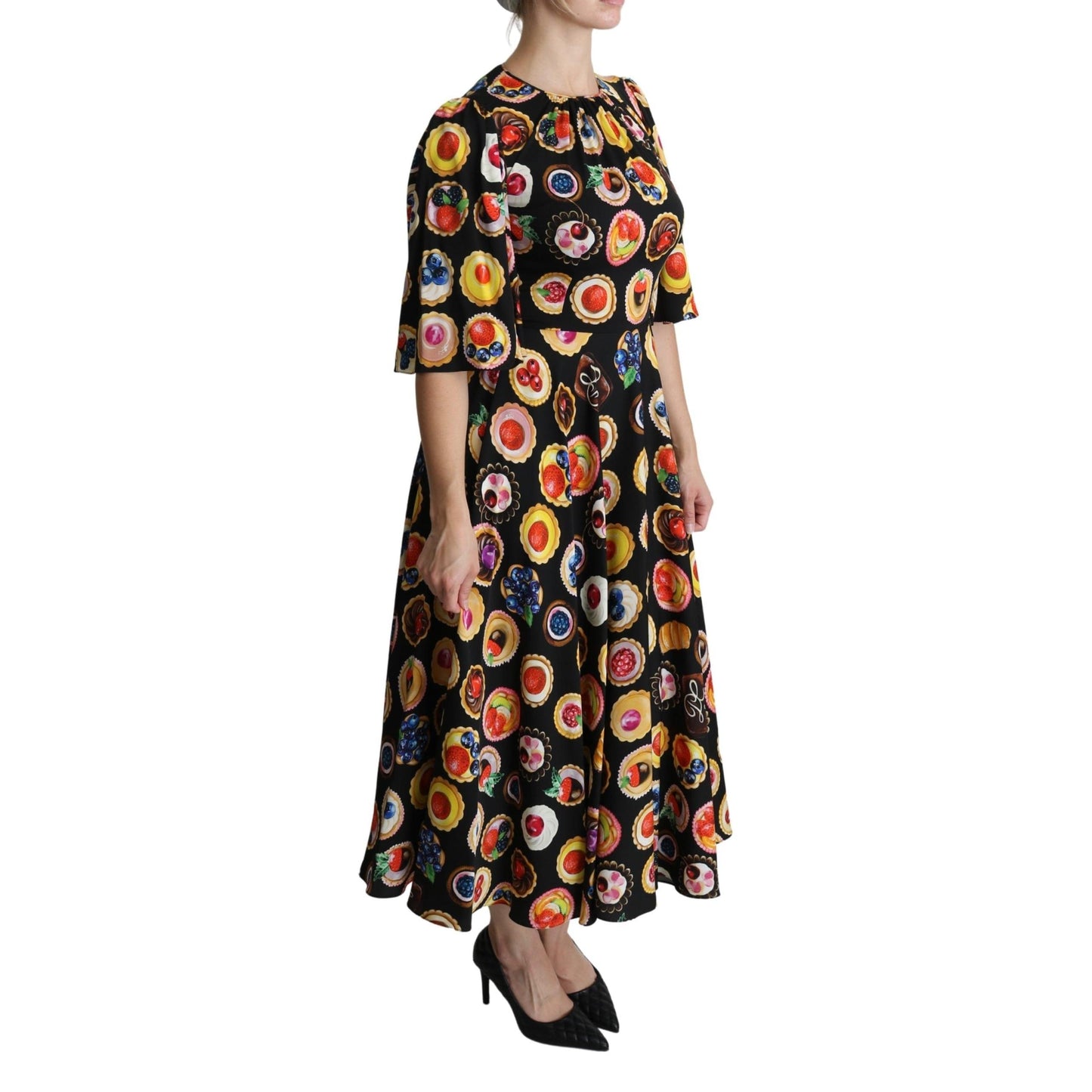 Multicolor Desserts A-line Maxi Silk Pie Dress
