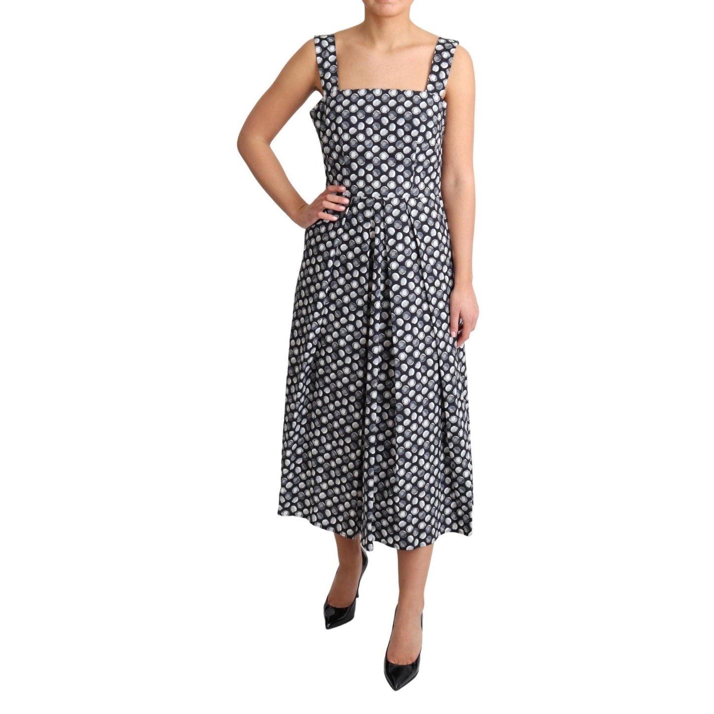 Blue Geometric Cotton A-Line Gown Dress