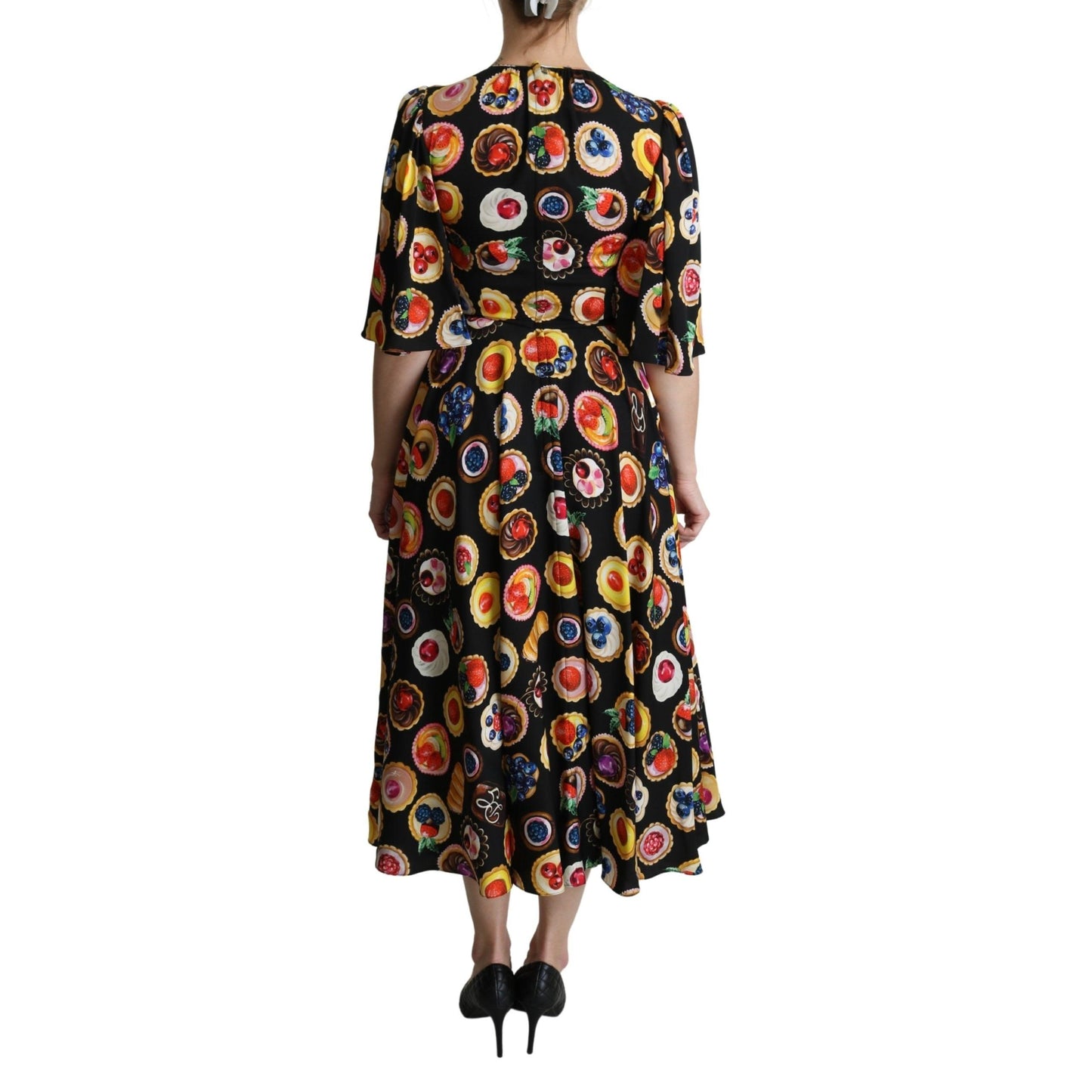 Multicolor Desserts A-line Maxi Silk Pie Dress