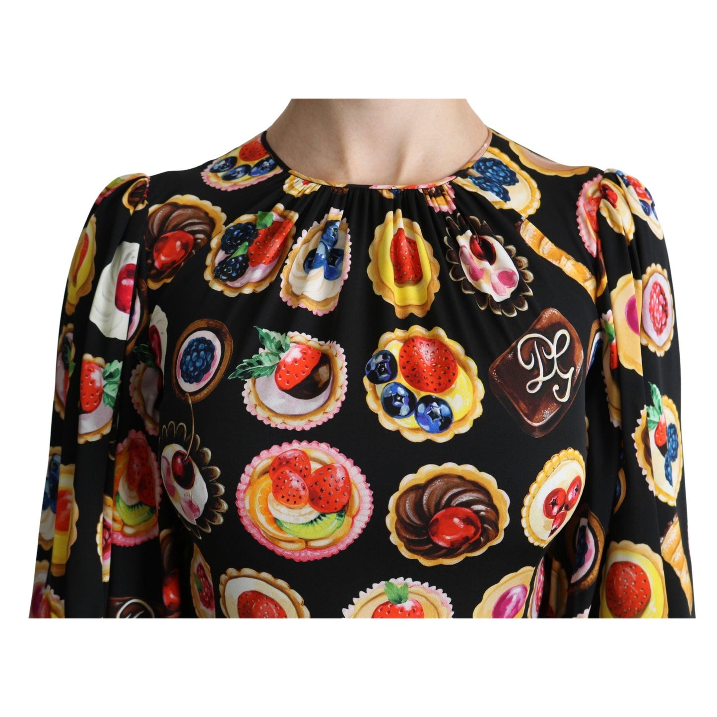 Multicolor Desserts A-line Maxi Silk Pie Dress