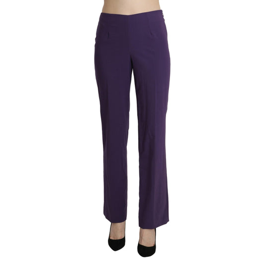 Purple High Waist Straight Dress Trouser Pants