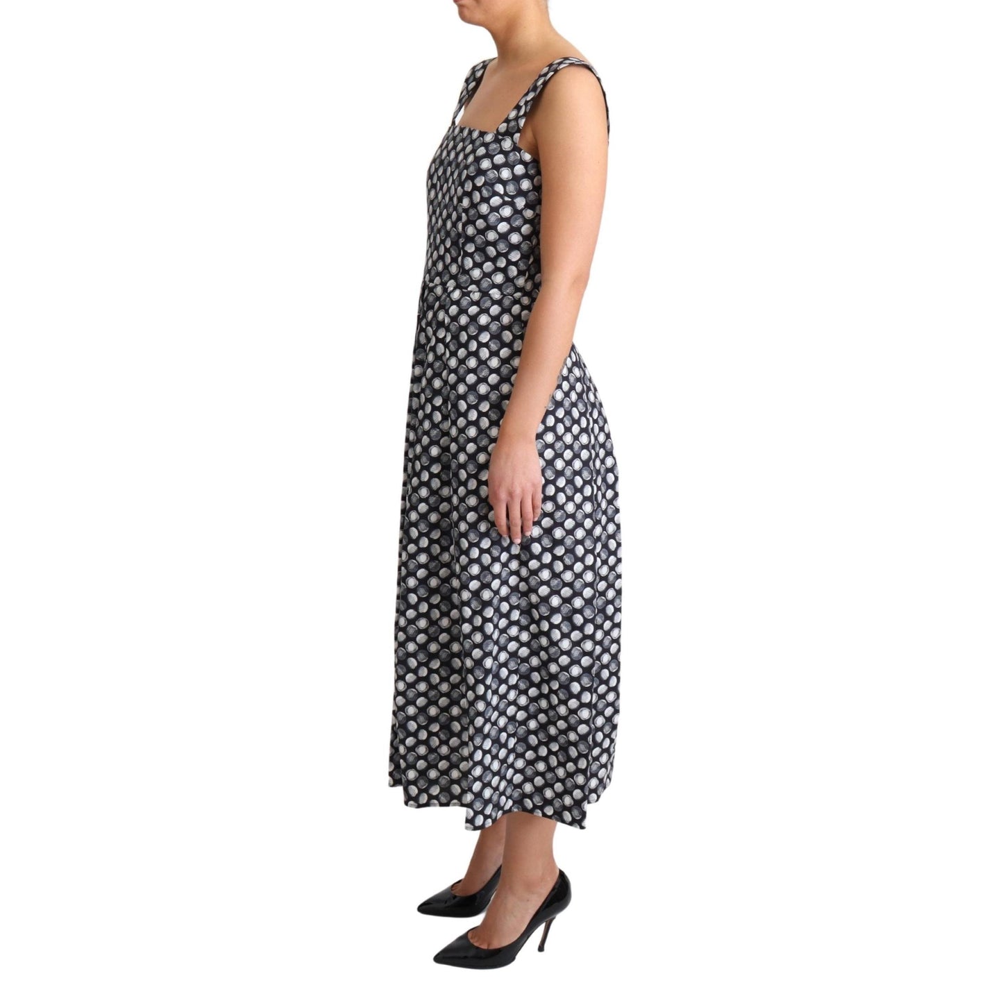 Blue Geometric Cotton A-Line Gown Dress