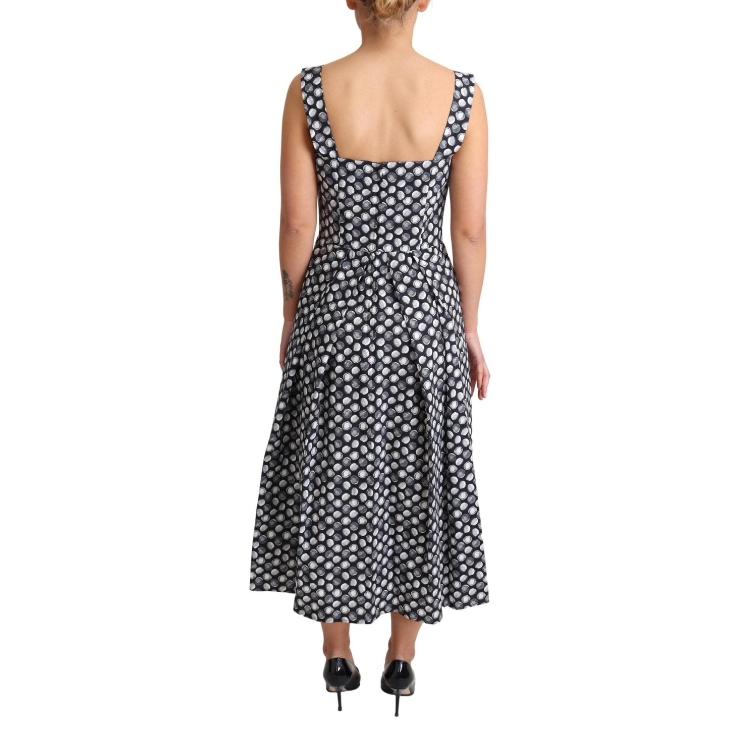 Blue Geometric Cotton A-Line Gown Dress