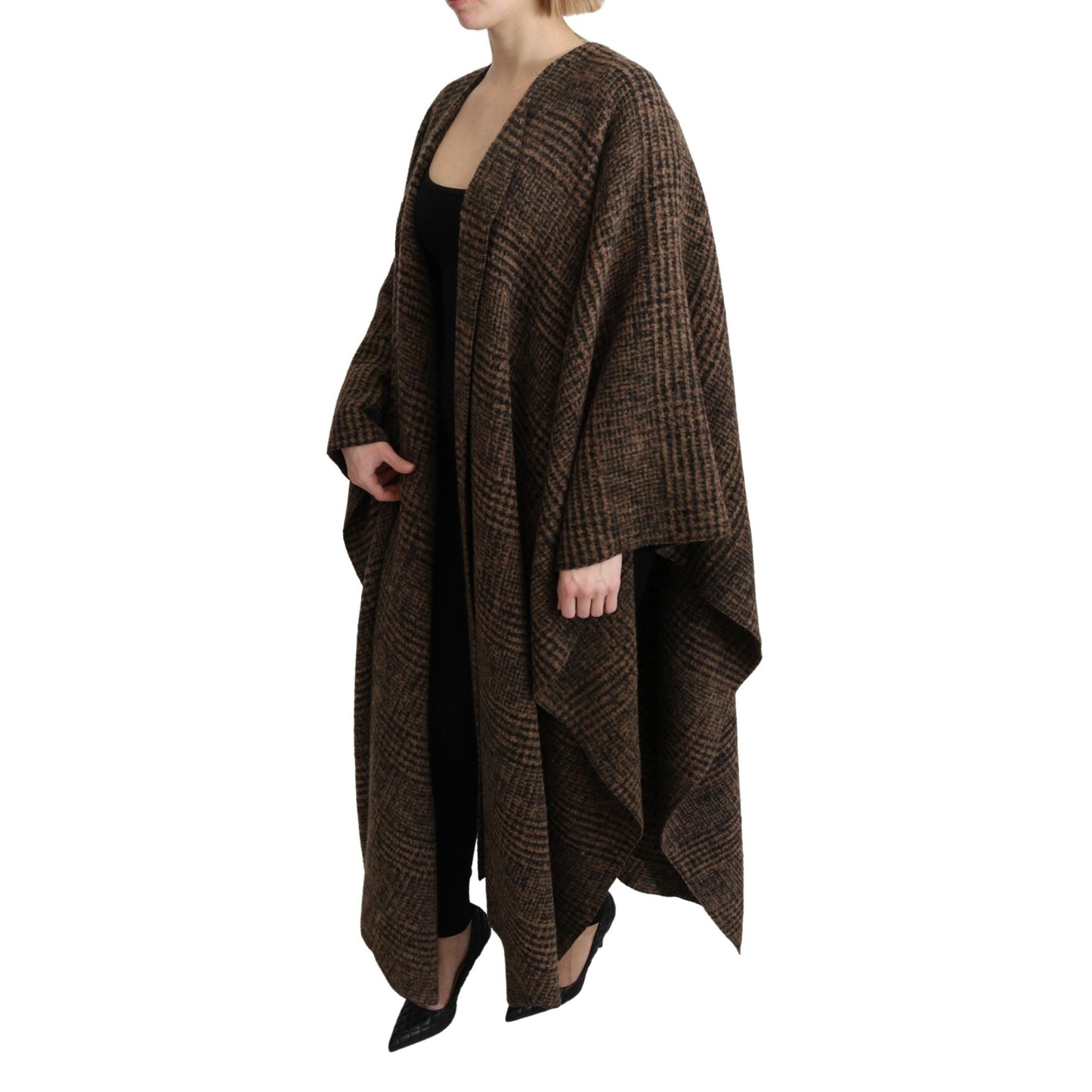 Brown Cape Blazer Coat Wool Blend Jacket