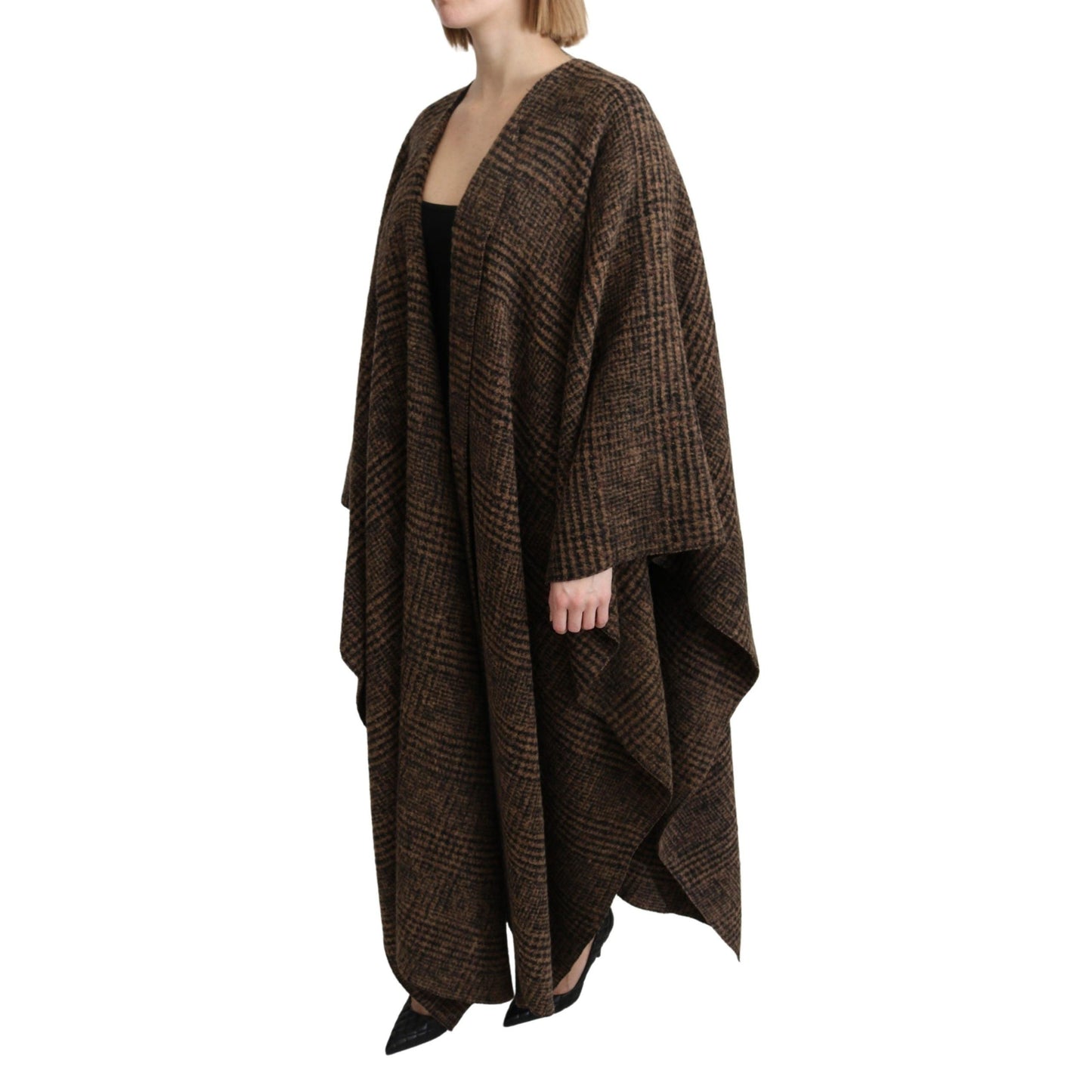 Brown Cape Blazer Coat Wool Blend Jacket