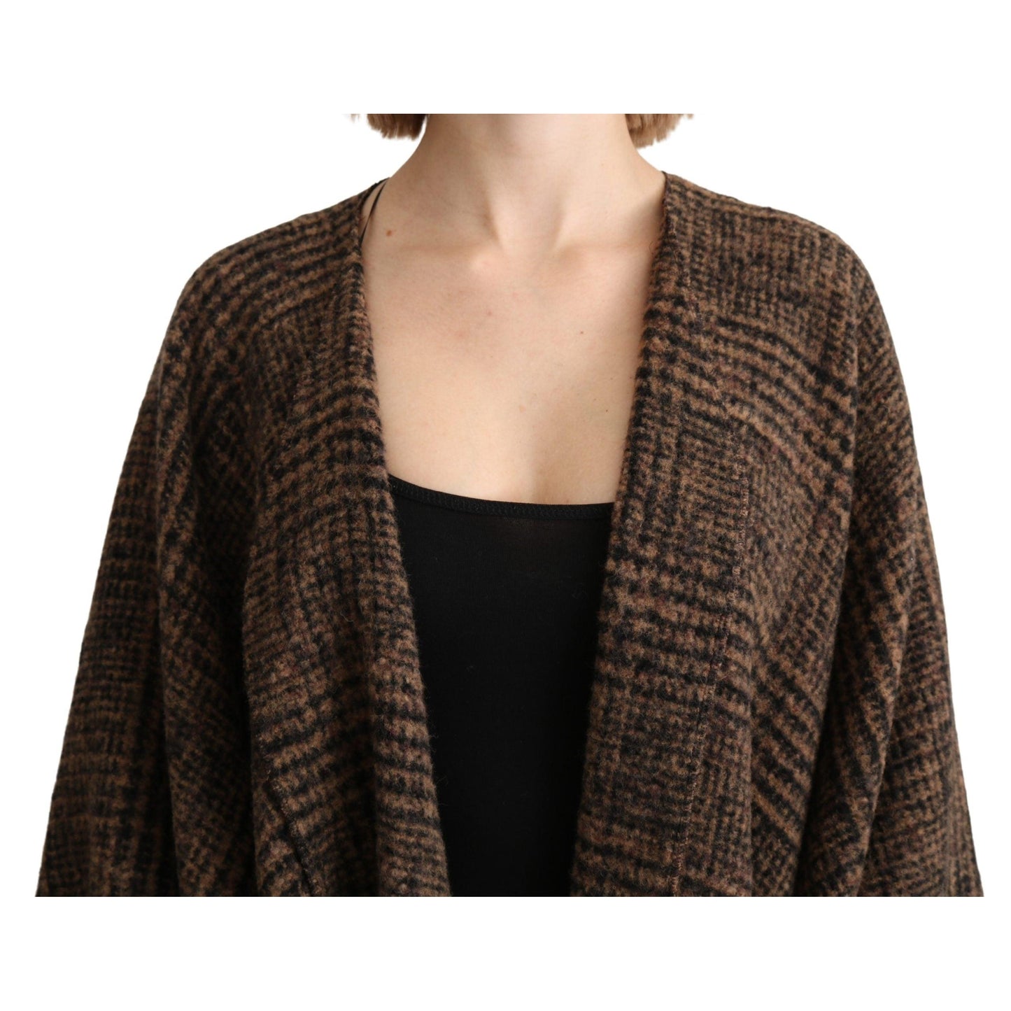 Brown Cape Blazer Coat Wool Blend Jacket