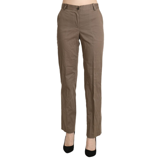 Brown High Waist Straight Dress Trouser Pants