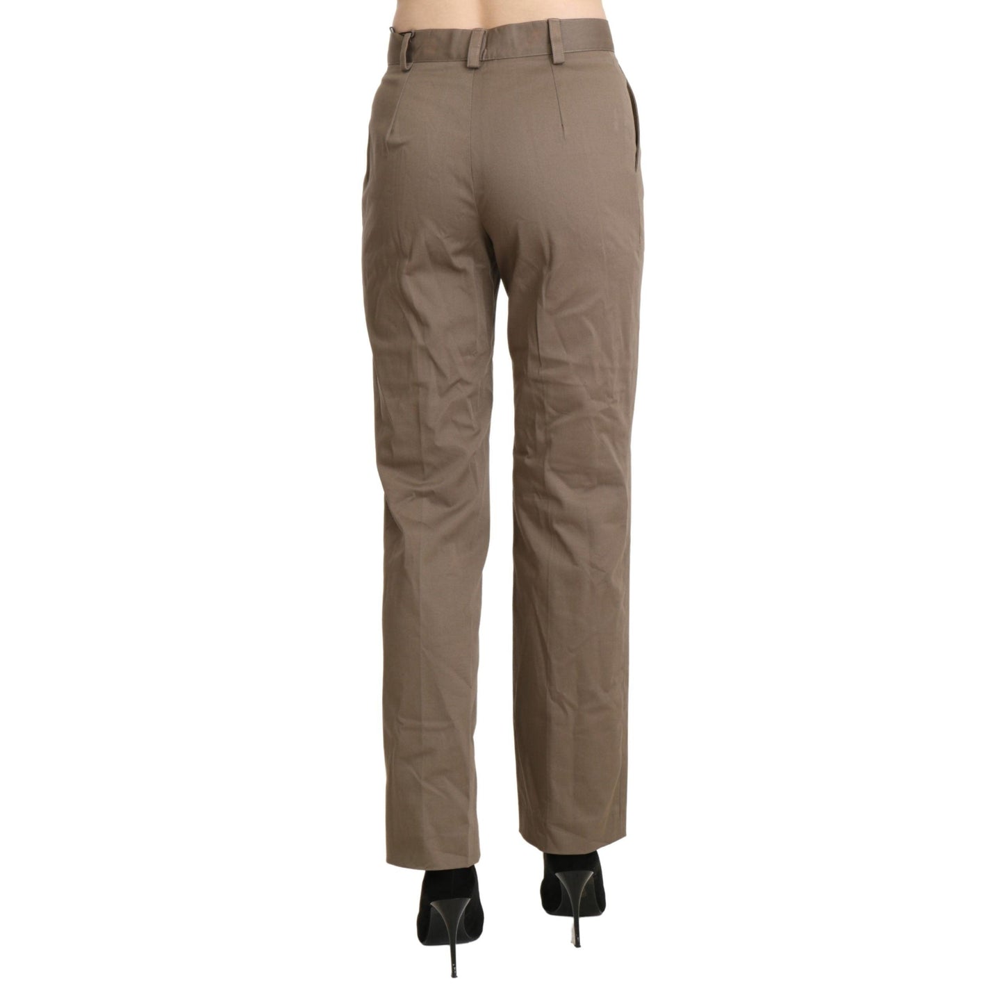 Brown High Waist Straight Dress Trouser Pants