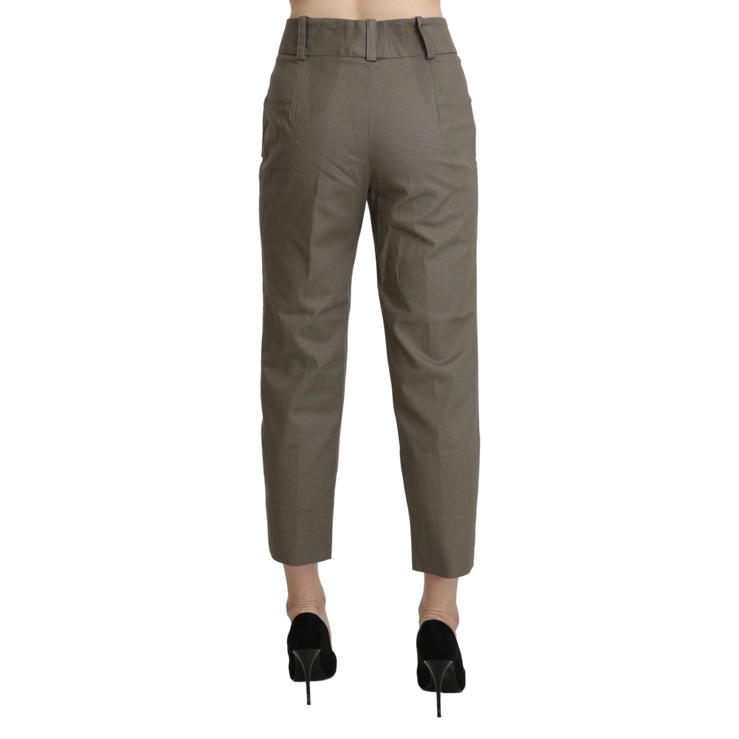 Gray High Waist Cropped Dress Trouser Pants