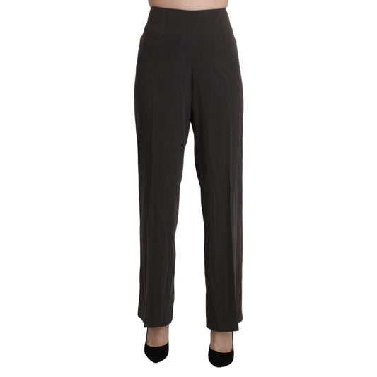Gray High Waist Straight Dress Trouser Pants