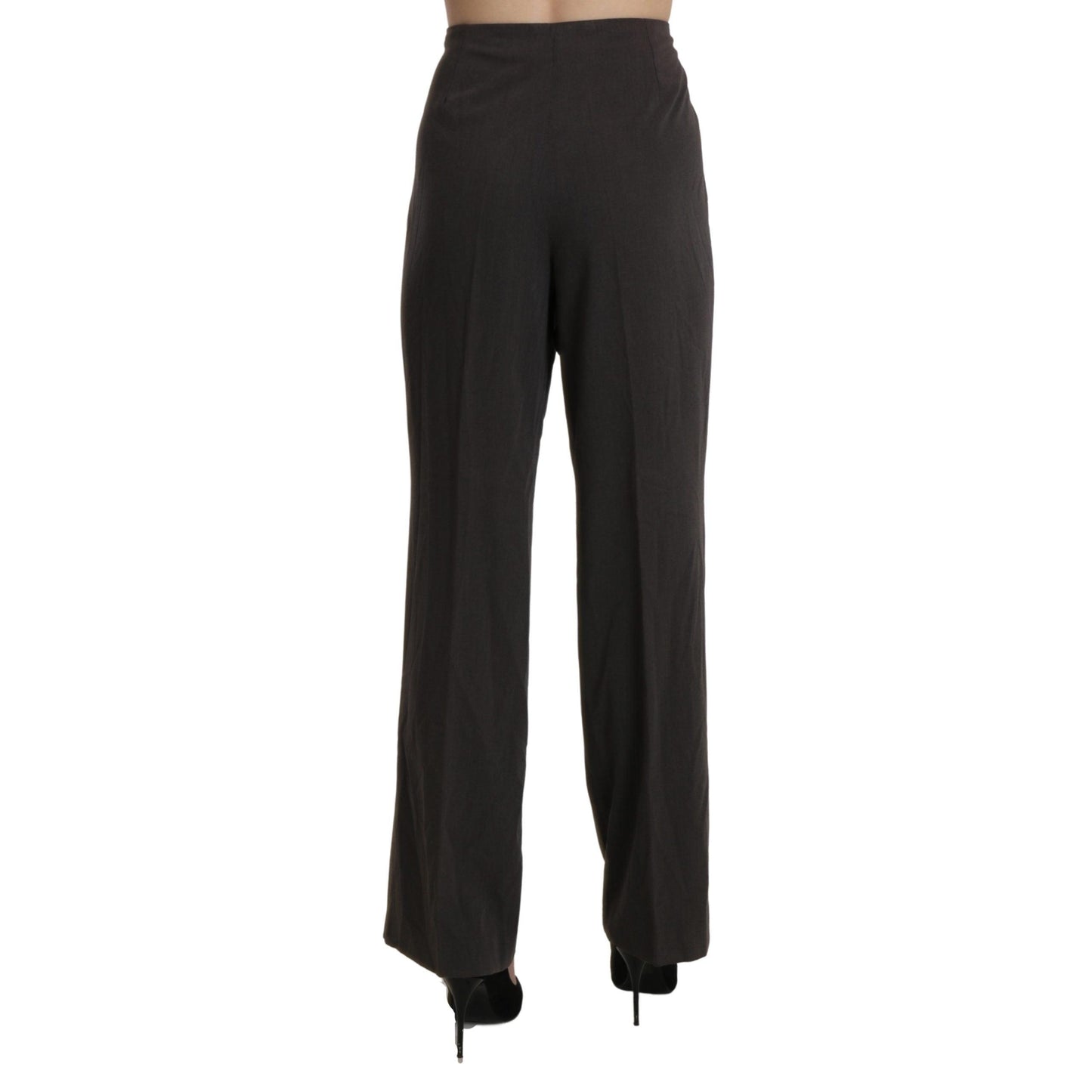 Gray High Waist Straight Dress Trouser Pants