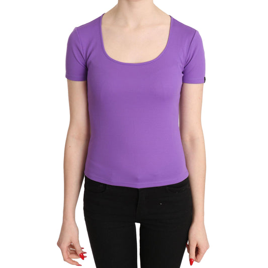 Purple 100% Polyester Short Sleeve Top  Blouse