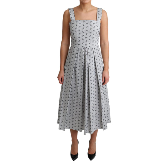 Blue White Floral Cotton A-Line Dress