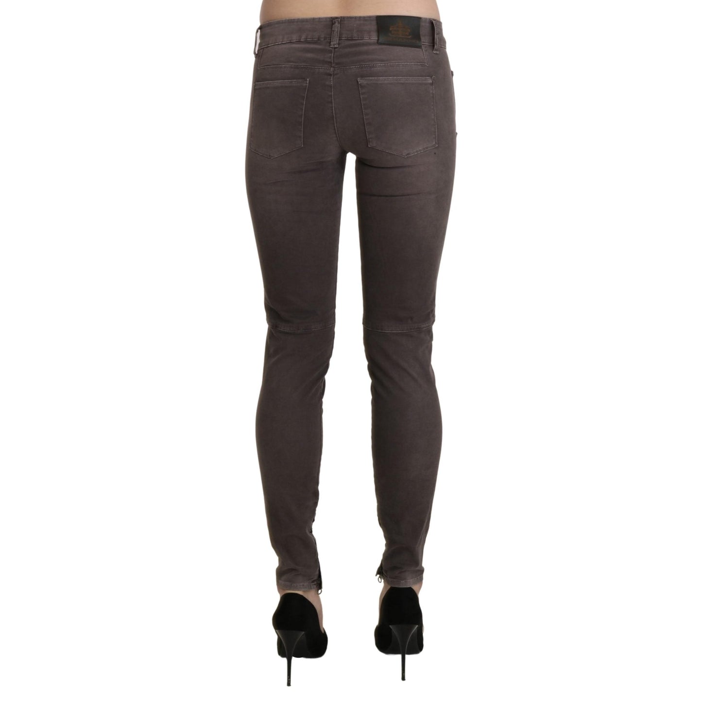 Brown Low Waist Skinny Slim Trouser Cotton Jeans