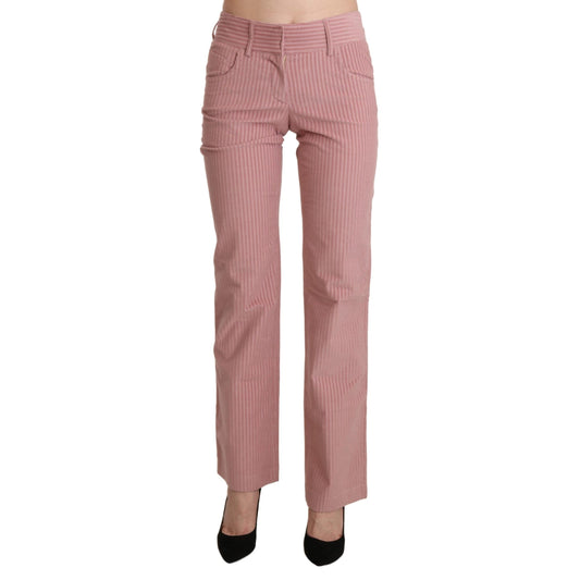 Pink Mid Waist Straight Trouser Cotton Pants