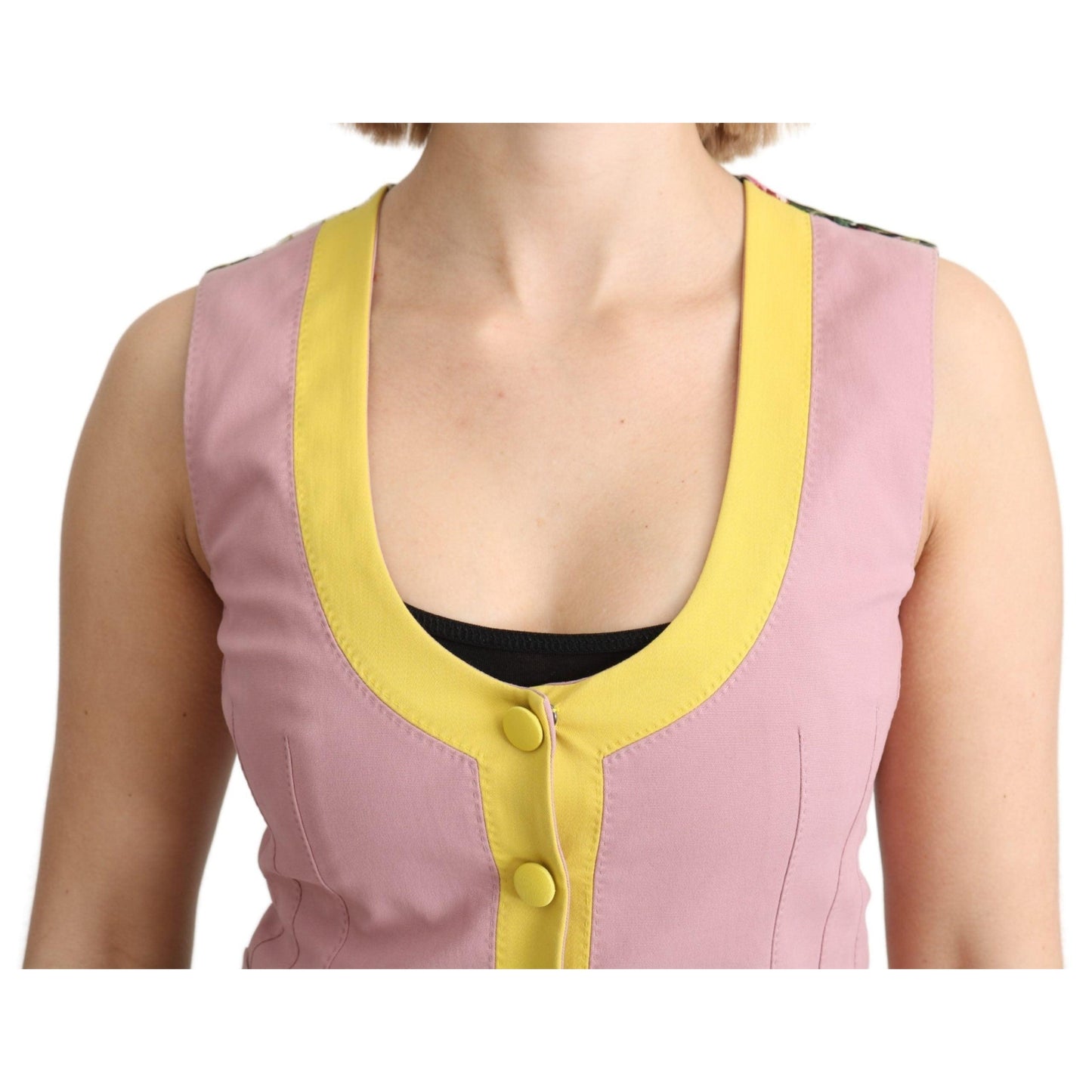 Pink Sleeveless Waistcoat Vest Cotton Top