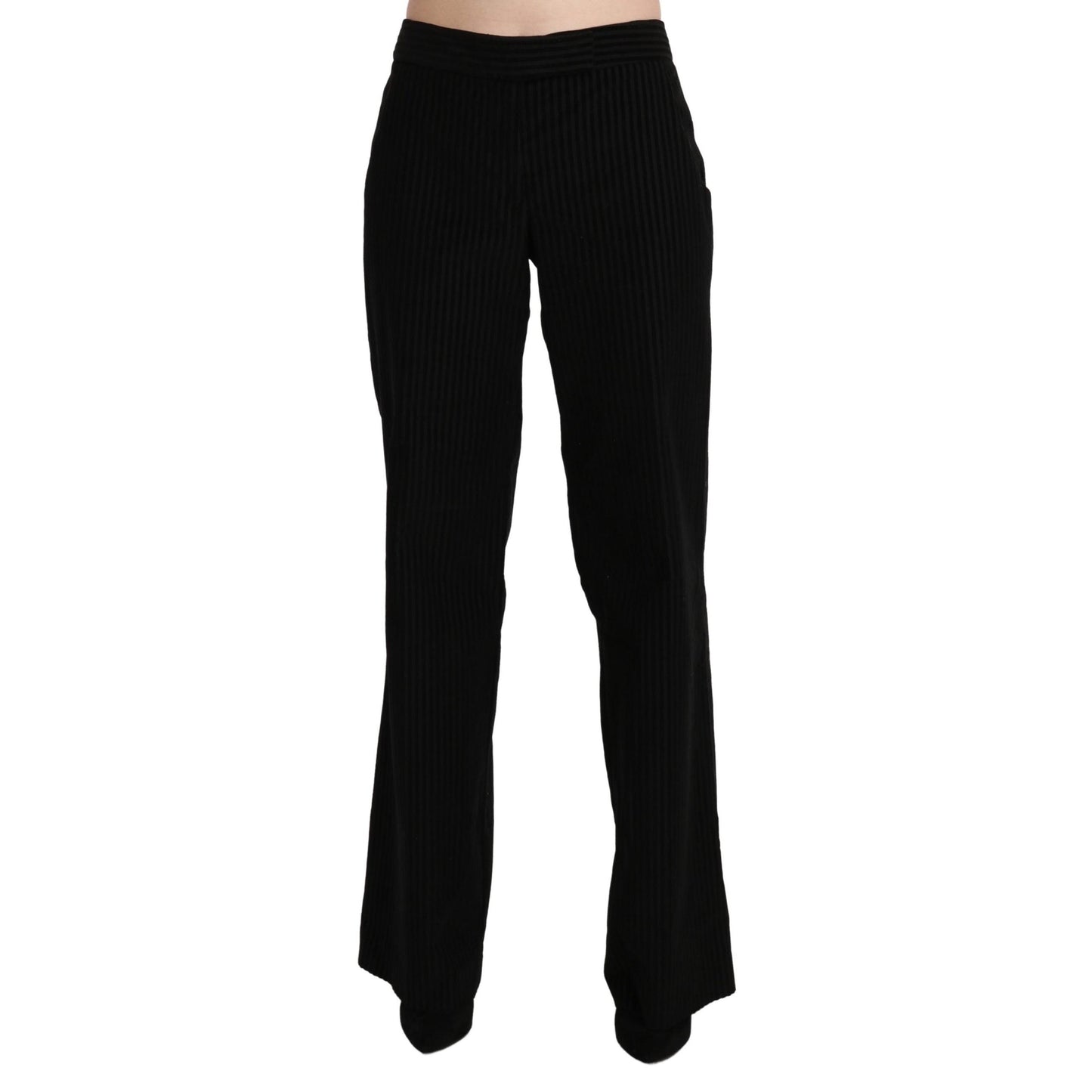 Cotton Black High Waist Flared Pants