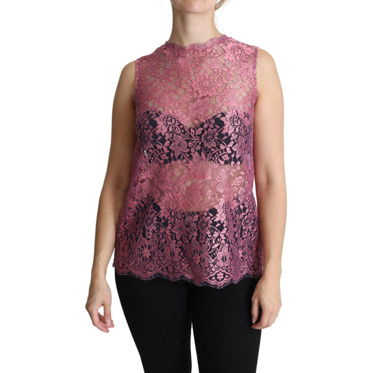 Pink Floral Taormina Lace Top Blouse