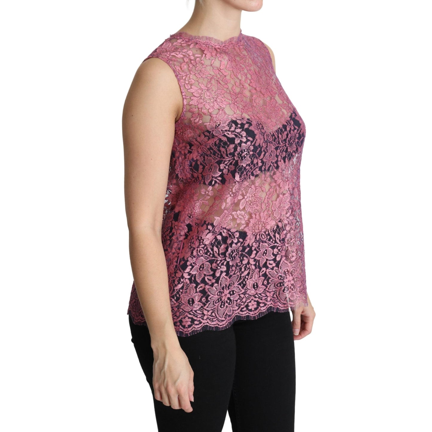 Pink Floral Taormina Lace Top Blouse