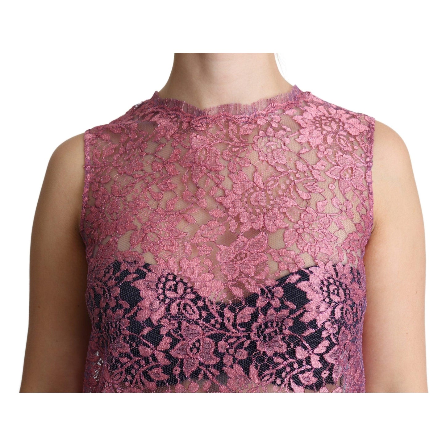 Pink Floral Taormina Lace Top Blouse