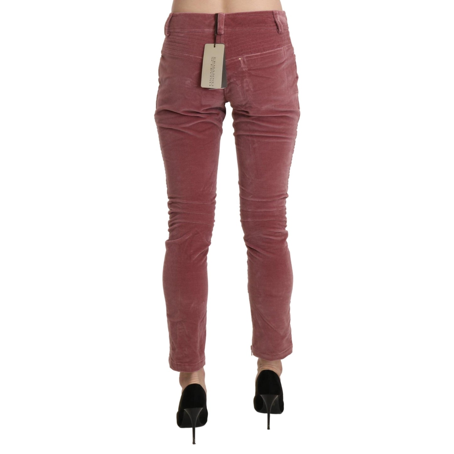 Red Mid Waist Skinny Cotton Pants