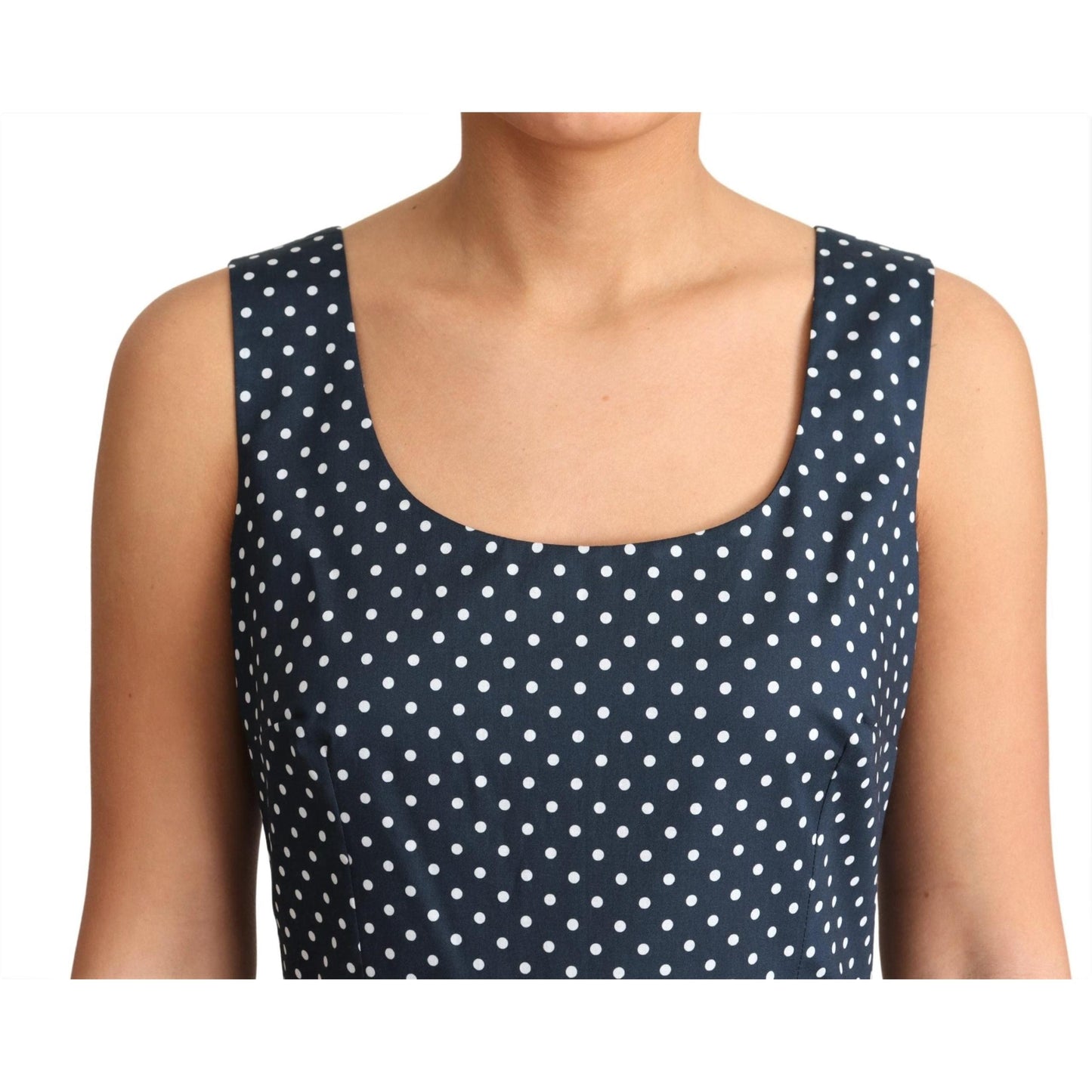 Blue Dotted Cotton A-Line Gown Dress