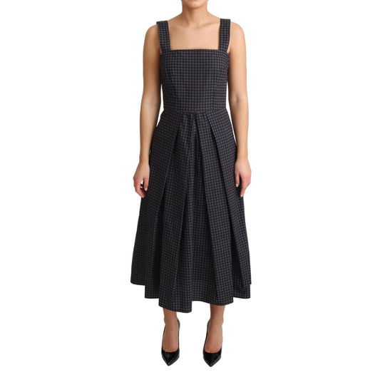 Blue Dotted Cotton A-Line Gown Dress