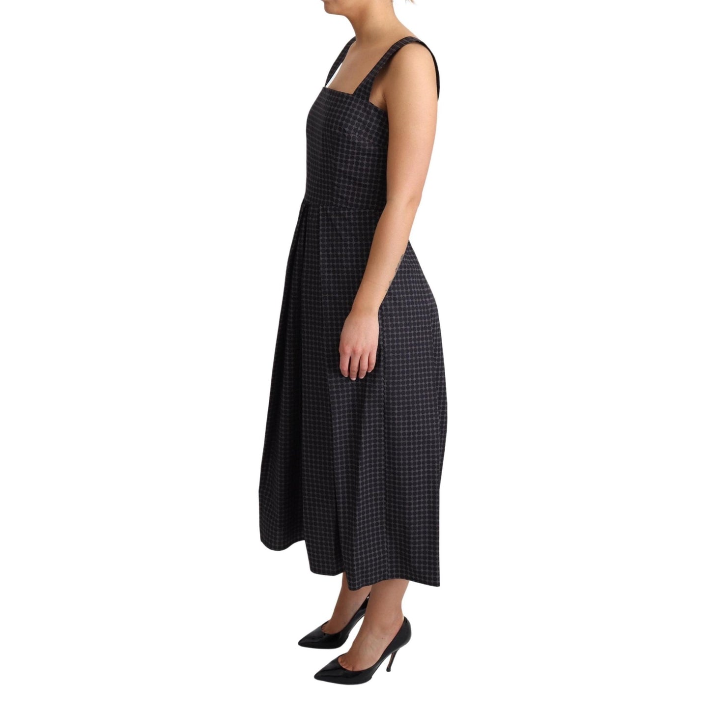 Blue Dotted Cotton A-Line Gown Dress