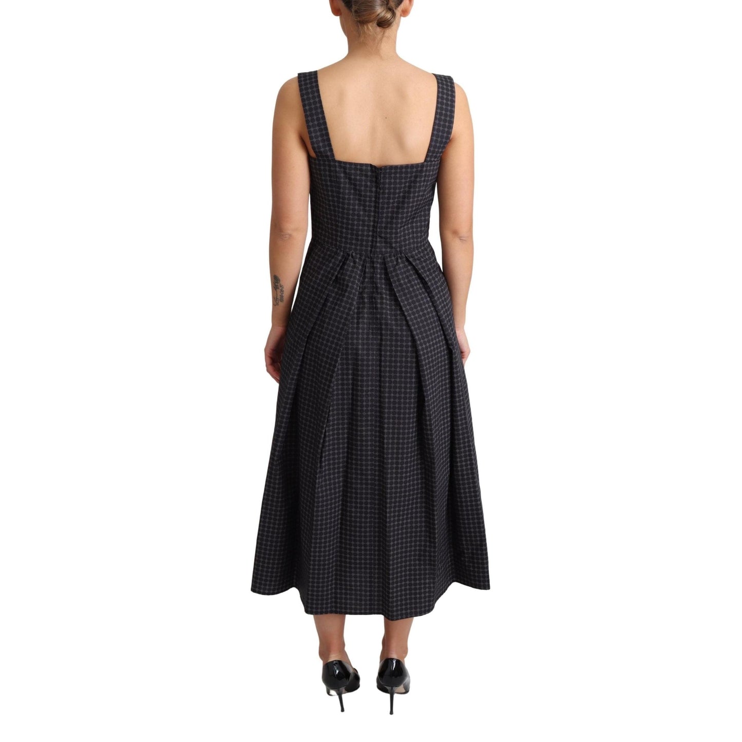 Blue Dotted Cotton A-Line Gown Dress