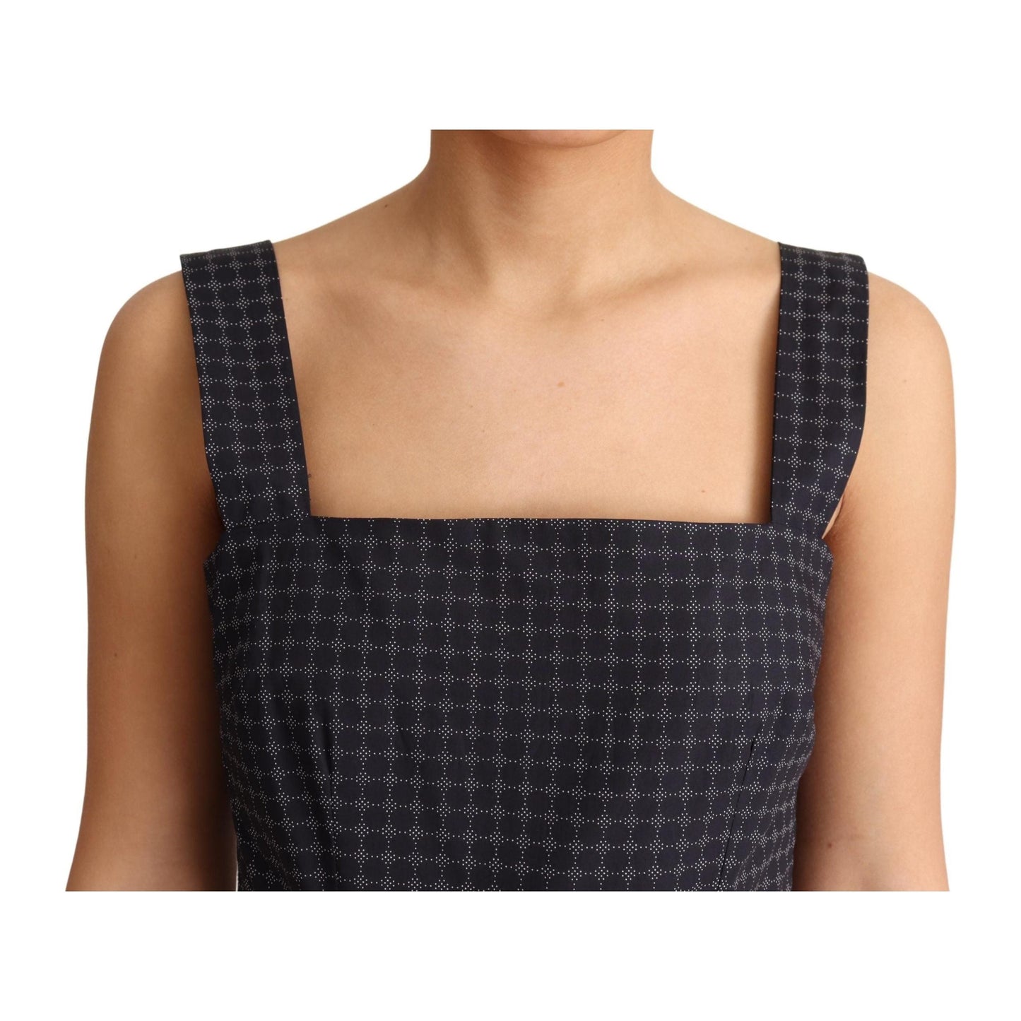 Blue Dotted Cotton A-Line Gown Dress