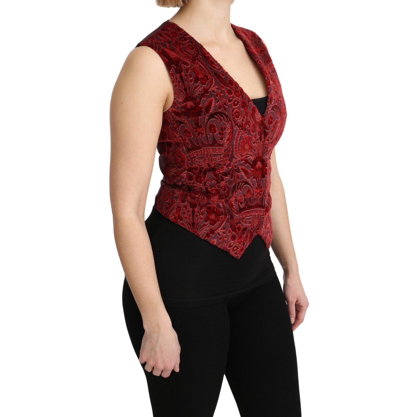 Bordeaux Brocade Waistcoat Vest Cotton Top