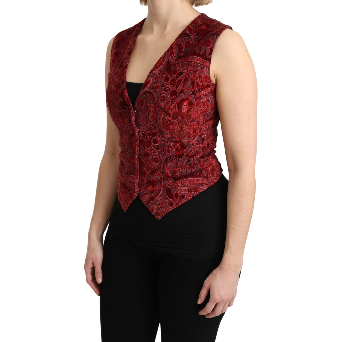 Bordeaux Brocade Waistcoat Vest Cotton Top