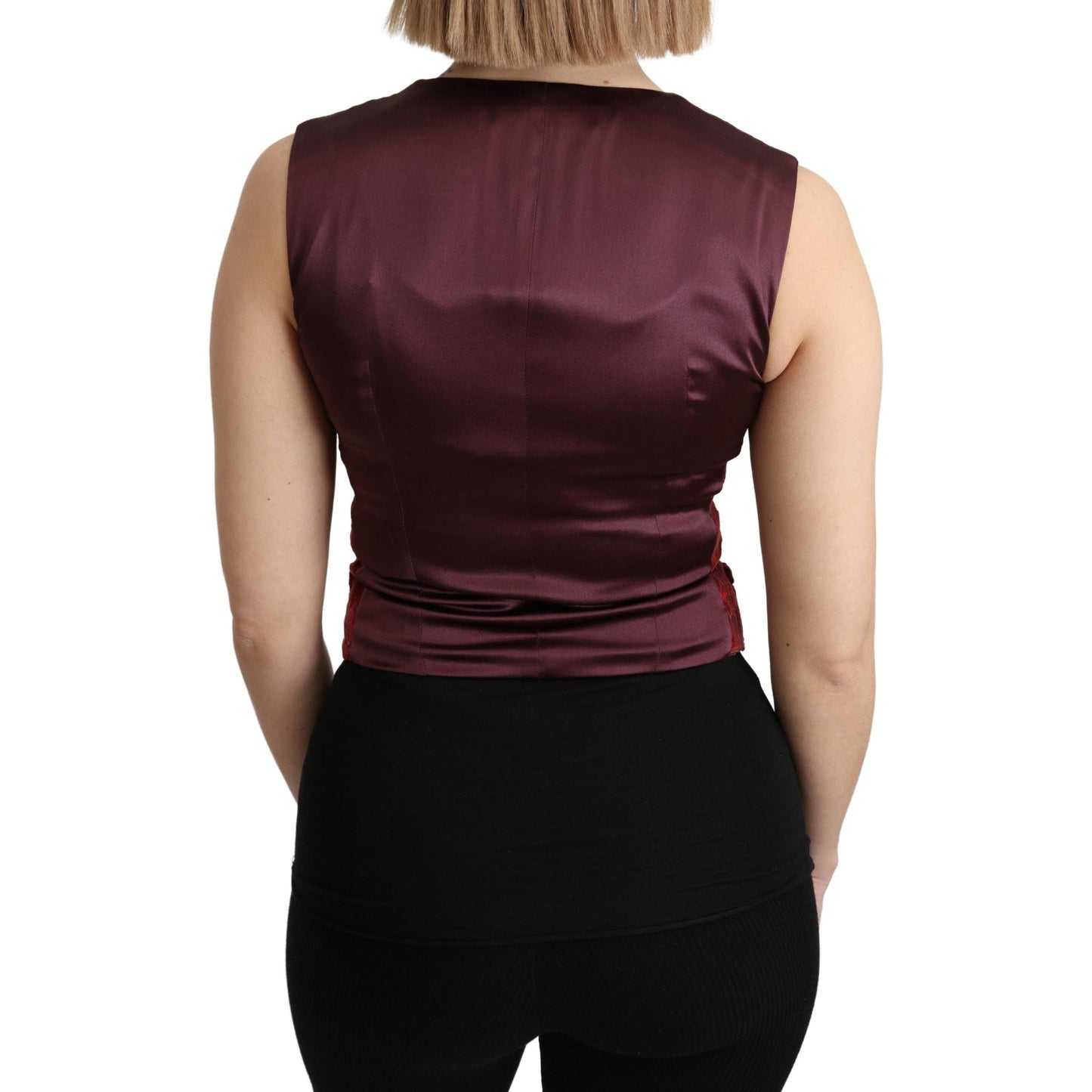 Bordeaux Brocade Waistcoat Vest Cotton Top