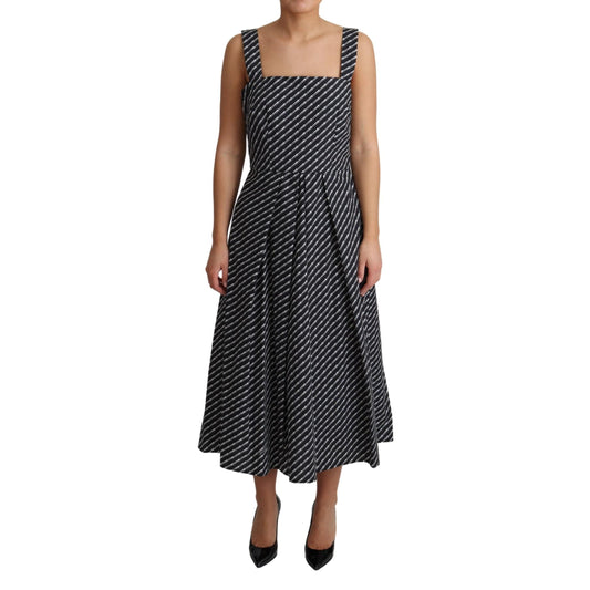 Blue Dotted Cotton A-Line Gown Dress
