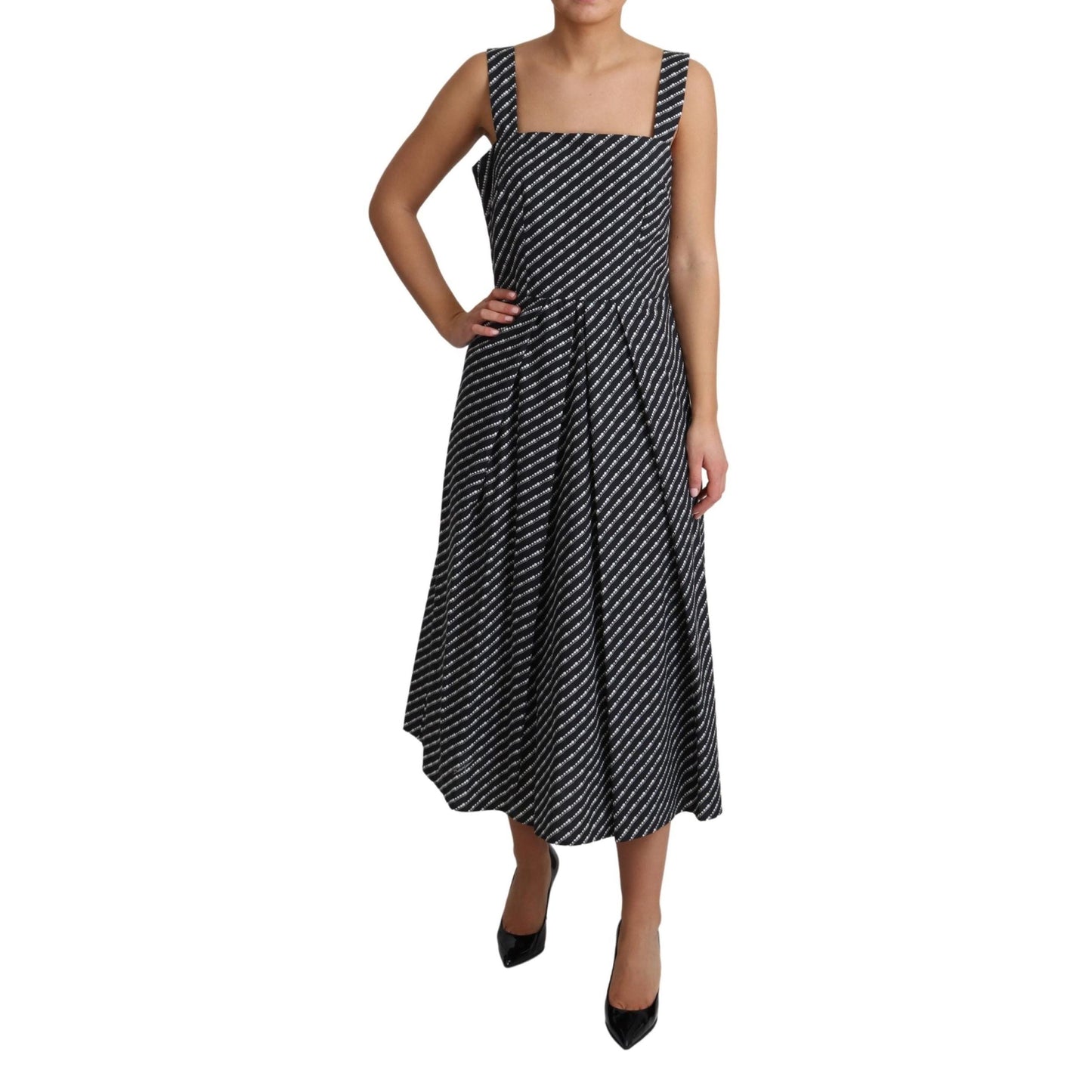 Blue Dotted Cotton A-Line Gown Dress