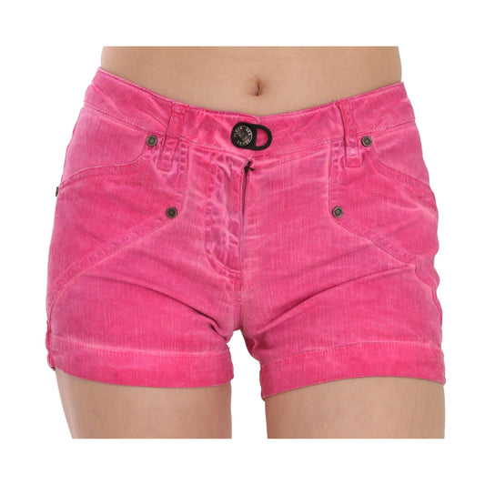 Pink Mid Waist Cotton Denim Mini Shorts