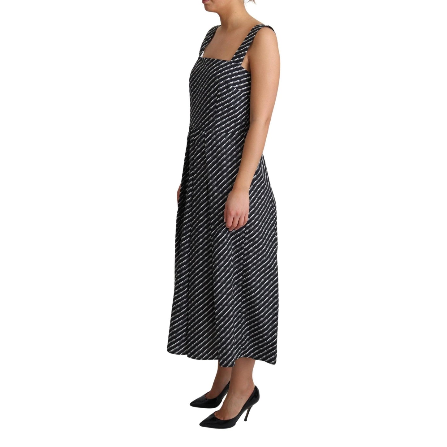 Blue Dotted Cotton A-Line Gown Dress