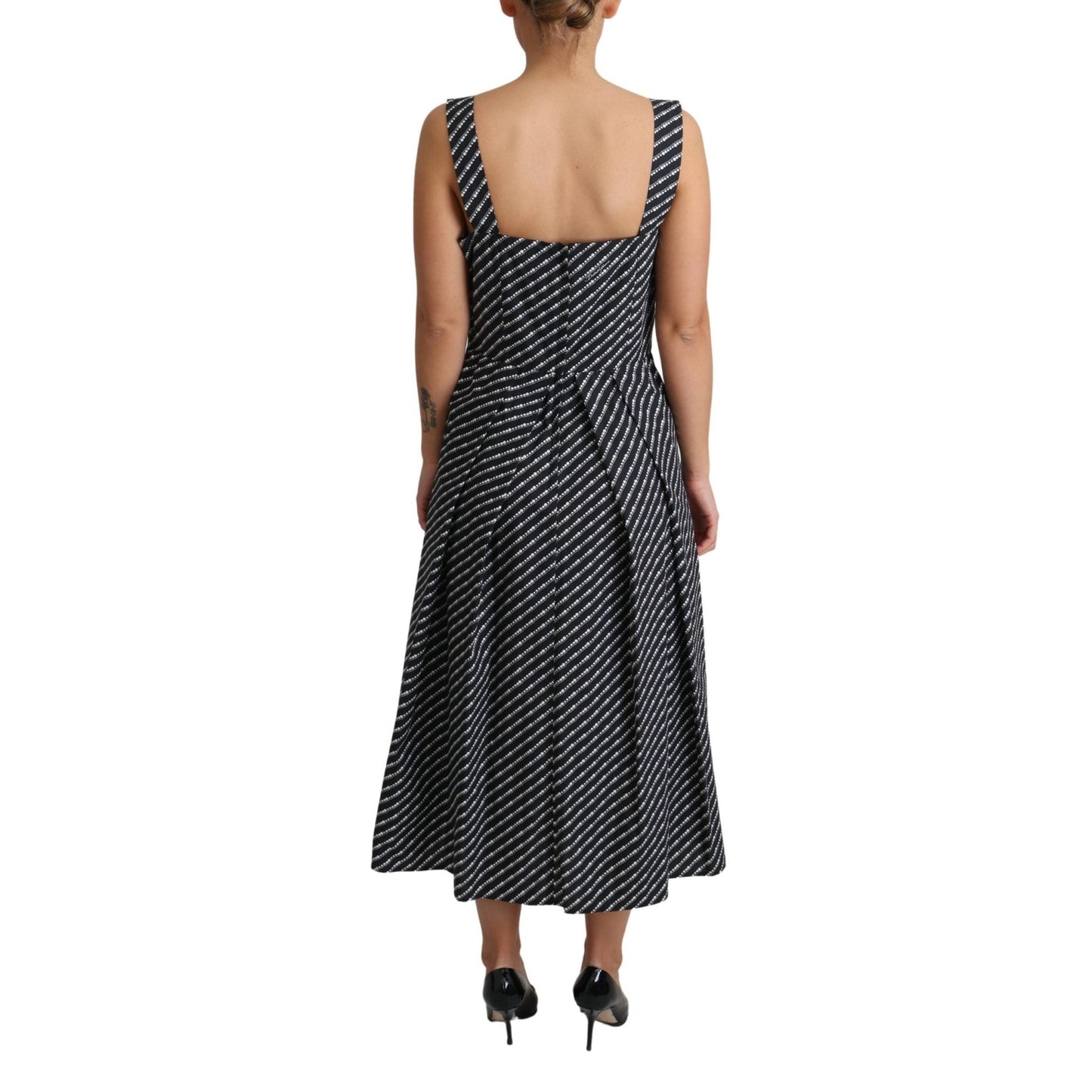 Blue Dotted Cotton A-Line Gown Dress