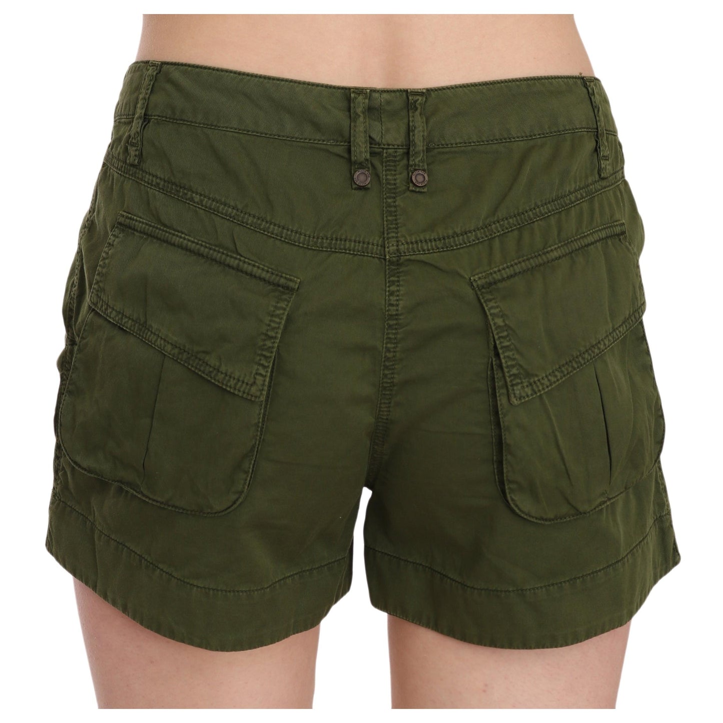 Green Mid Waist 100% Cotton Mini Shorts