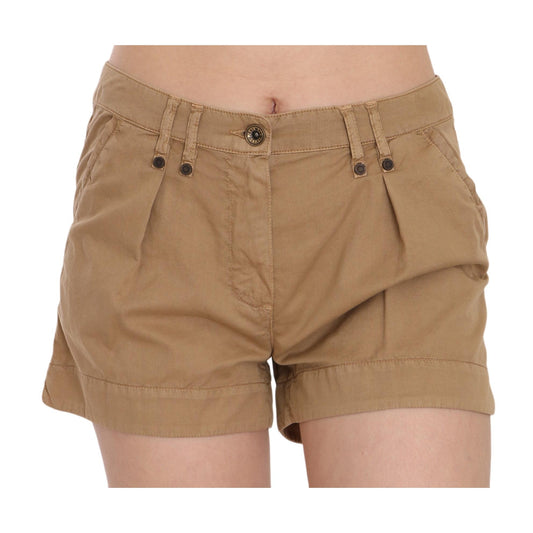 Brown Mid Waist 100% Cotton Mini Shorts