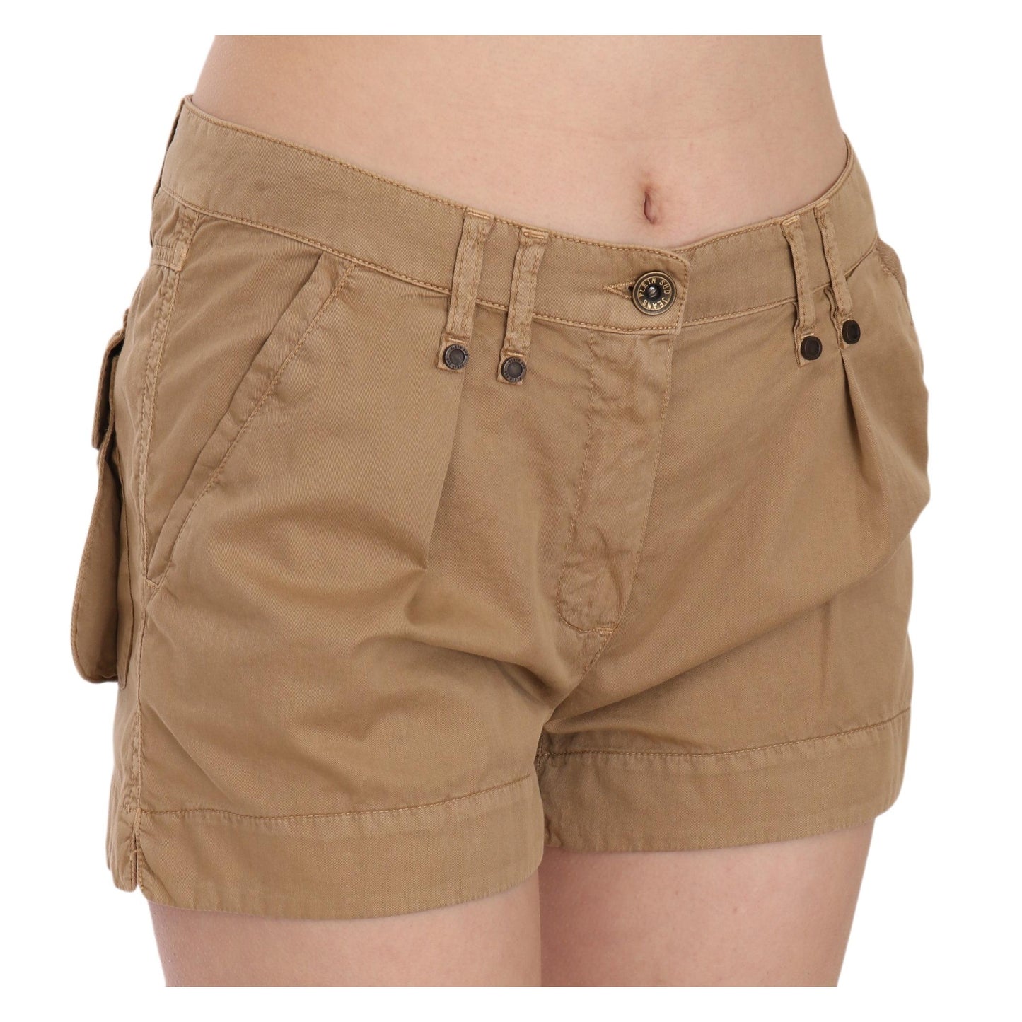 Brown Mid Waist 100% Cotton Mini Shorts