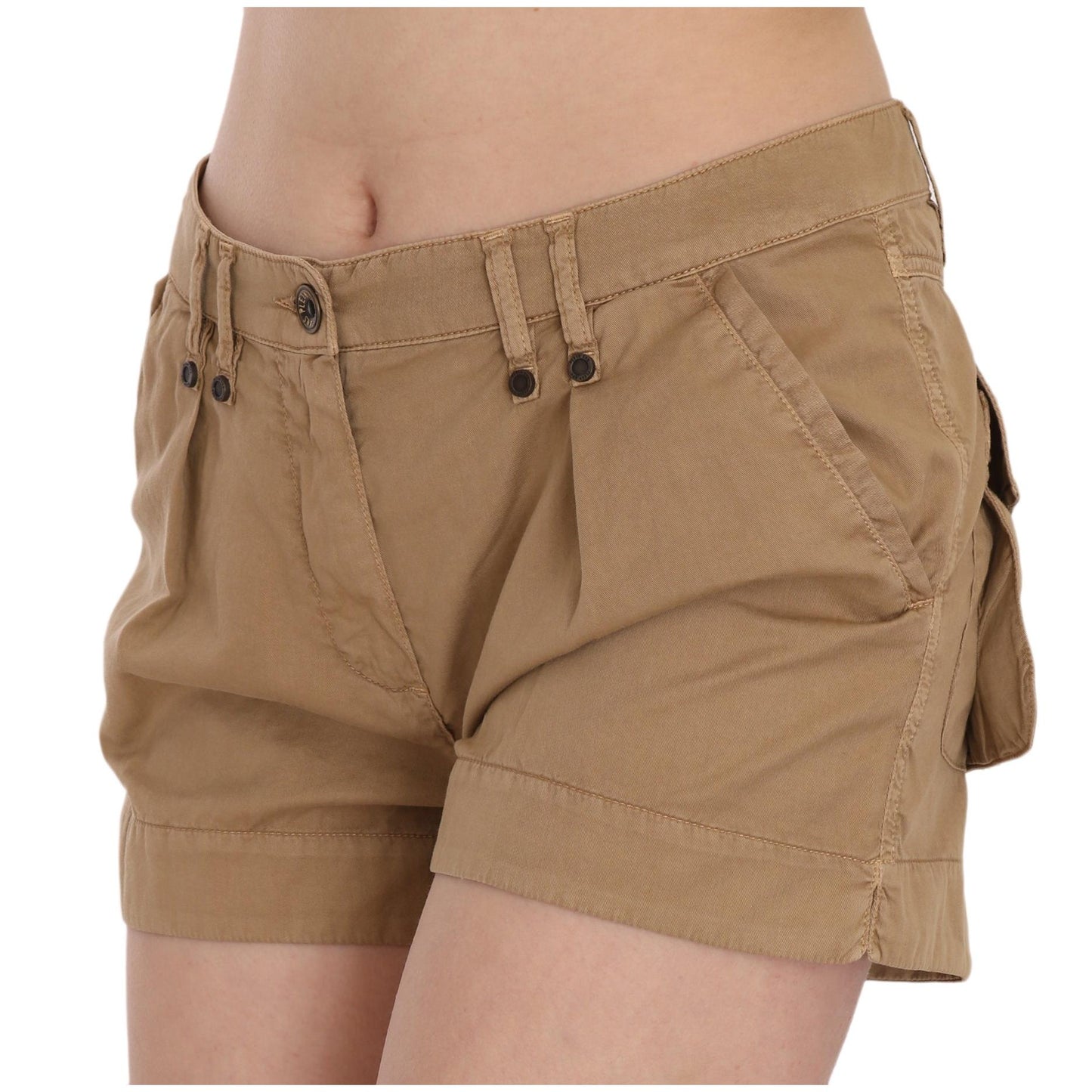 Brown Mid Waist 100% Cotton Mini Shorts