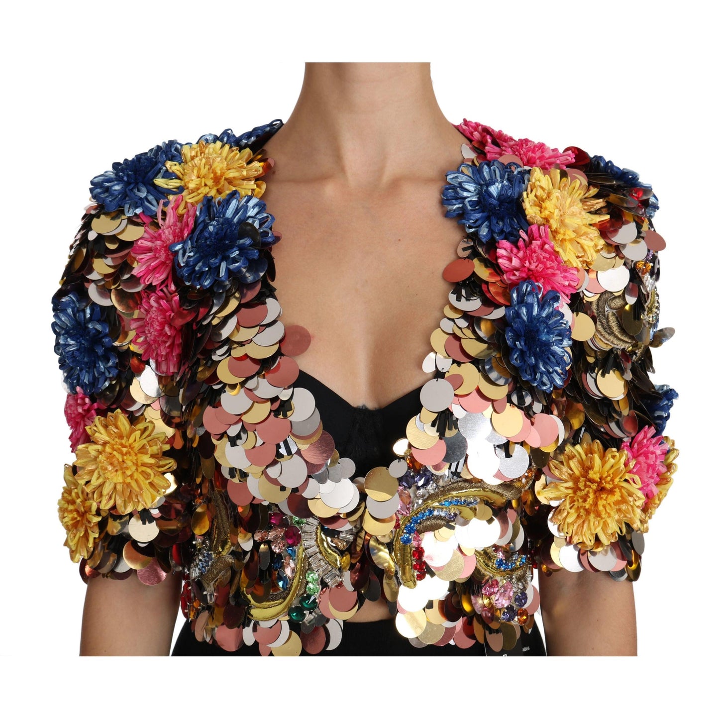 Crystal Sequined Floral Jacket Coat