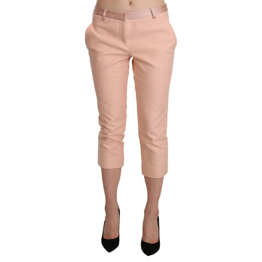 Pink Low Waist Skinny Cropped Capri Pants